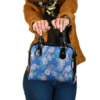Blue Aloha Hawaiian Shoulder Handbag Monstera Hibiscus Tropical Pattern LT19 One Size Blue - Polynesian Pride