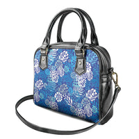 Blue Aloha Hawaiian Shoulder Handbag Monstera Hibiscus Tropical Pattern LT19 - Polynesian Pride