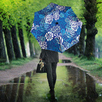 Blue Aloha Hawaiian Umbrella Monstera Hibiscus Tropical Pattern LT19 - Polynesian Pride