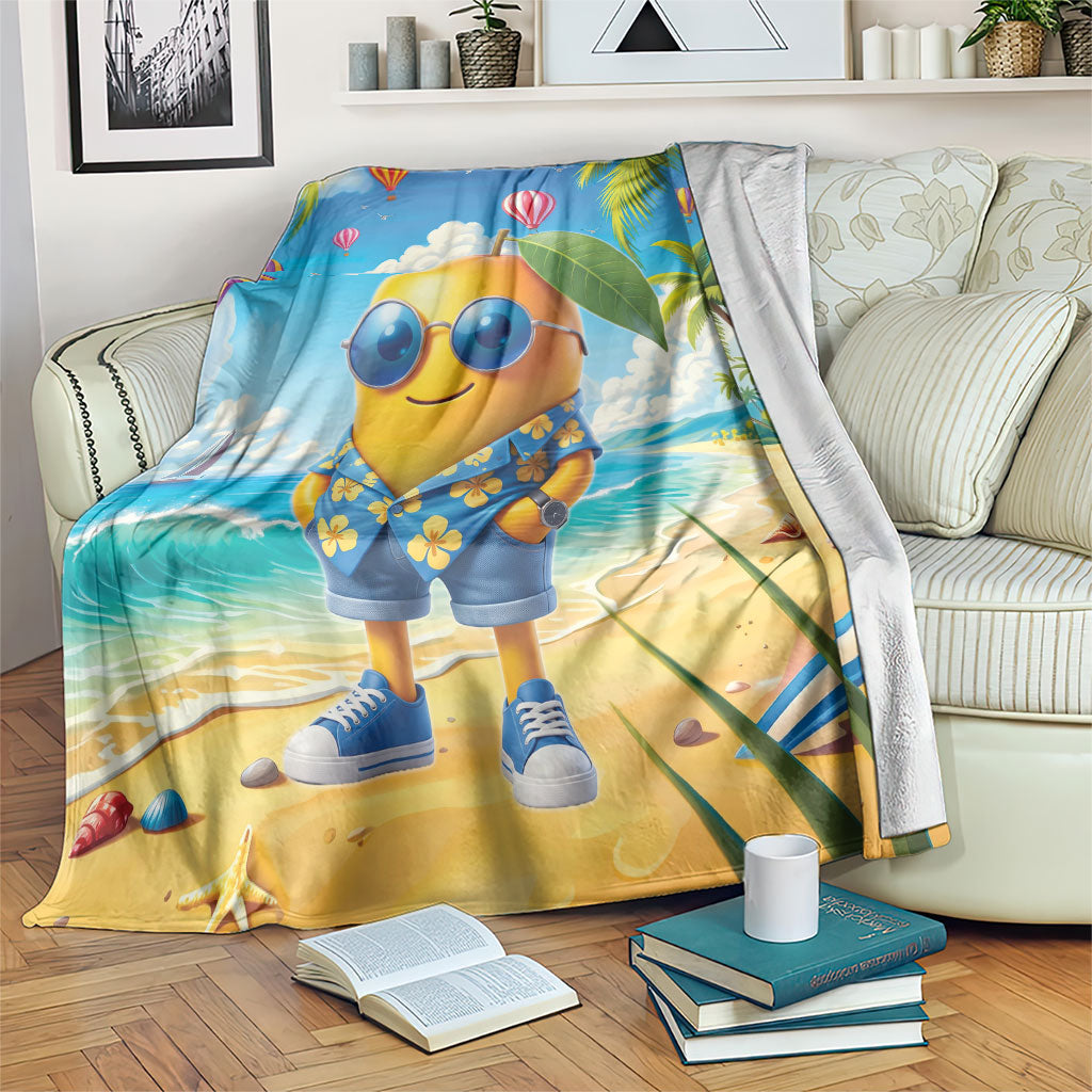 Funny Hawaii Mango Blanket Tropical Summer Beach Mascot Vacation LT19 Blue - Polynesian Pride