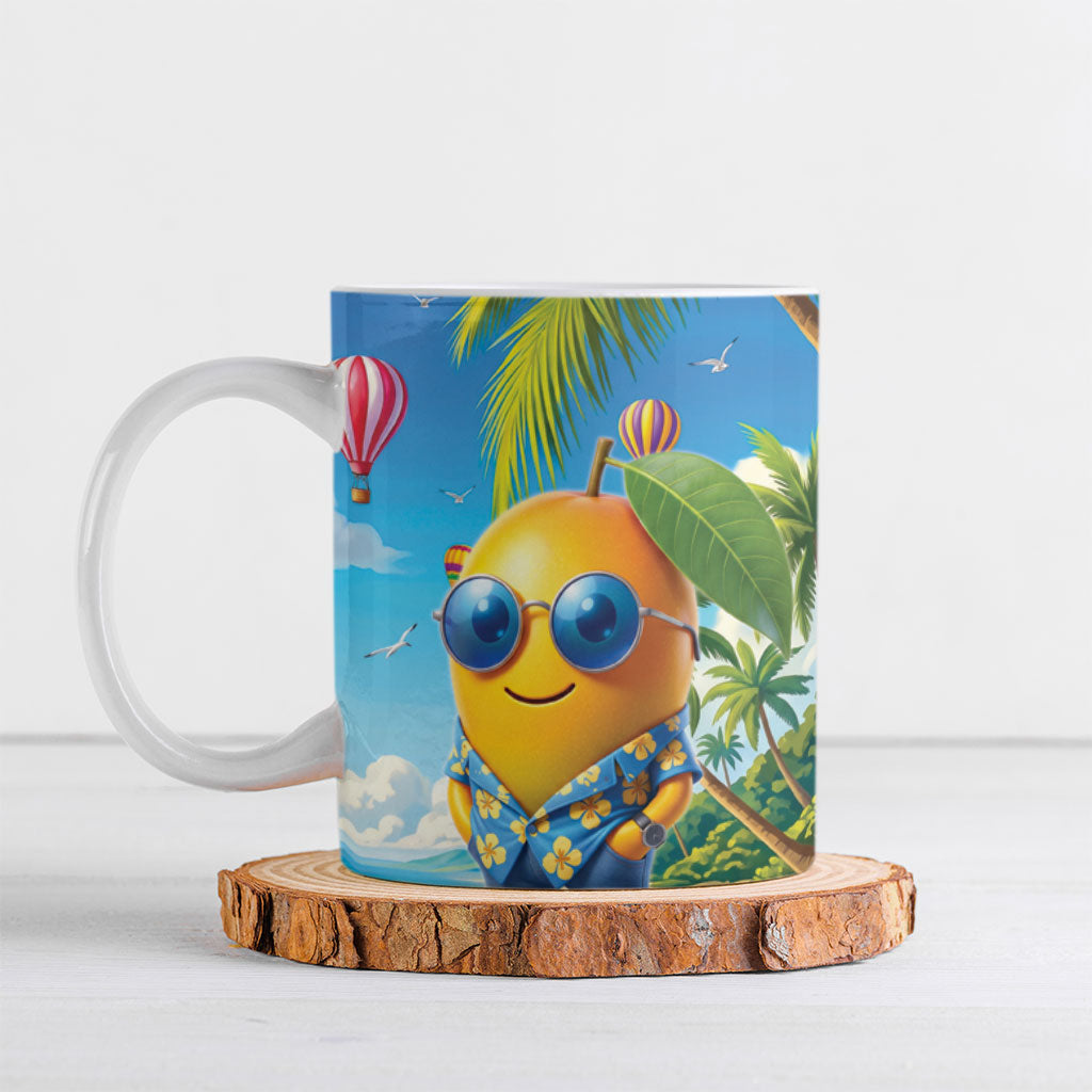 Funny Hawaii Mango Ceramic Mug Tropical Summer Beach Mascot Vacation LT19 Blue - Polynesian Pride