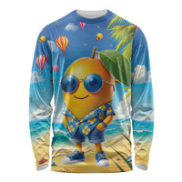Funny Hawaii Mango Long Sleeve Shirt Tropical Summer Beach Mascot Vacation LT19 Unisex Blue - Polynesian Pride