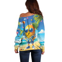 Funny Hawaii Mango Off Shoulder Sweater Tropical Summer Beach Mascot Vacation LT19 - Polynesian Pride