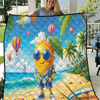 Funny Hawaii Mango Quilt Tropical Summer Beach Mascot Vacation LT19 Blue - Polynesian Pride