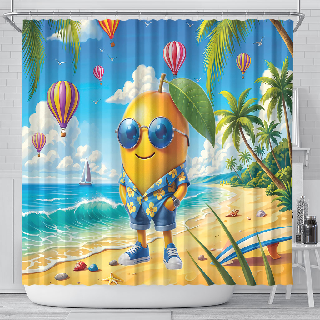 Funny Hawaii Mango Shower Curtain Tropical Summer Beach Mascot Vacation LT19 - Polynesian Pride