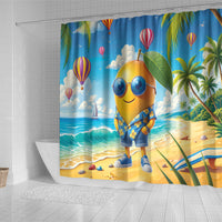Funny Hawaii Mango Shower Curtain Tropical Summer Beach Mascot Vacation LT19 - Polynesian Pride