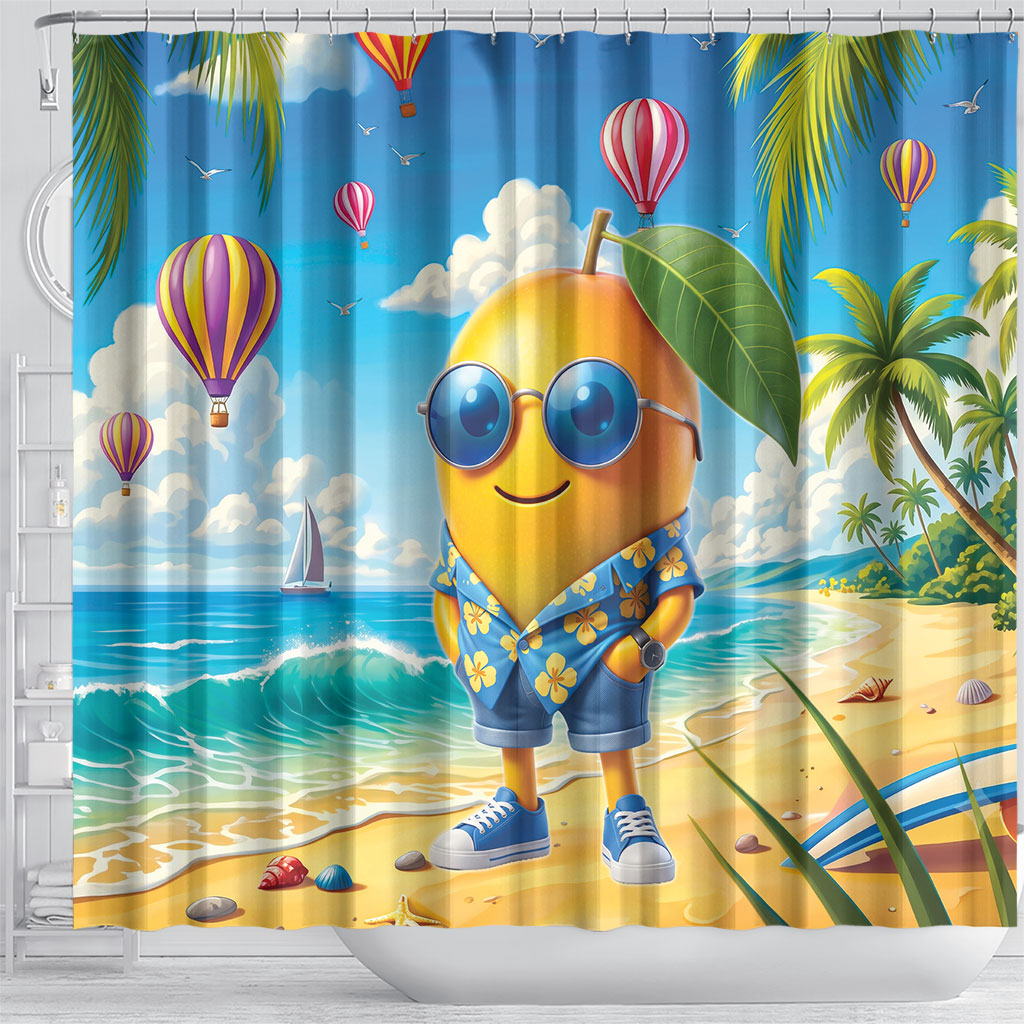 Funny Hawaii Mango Shower Curtain Tropical Summer Beach Mascot Vacation LT19 - Polynesian Pride