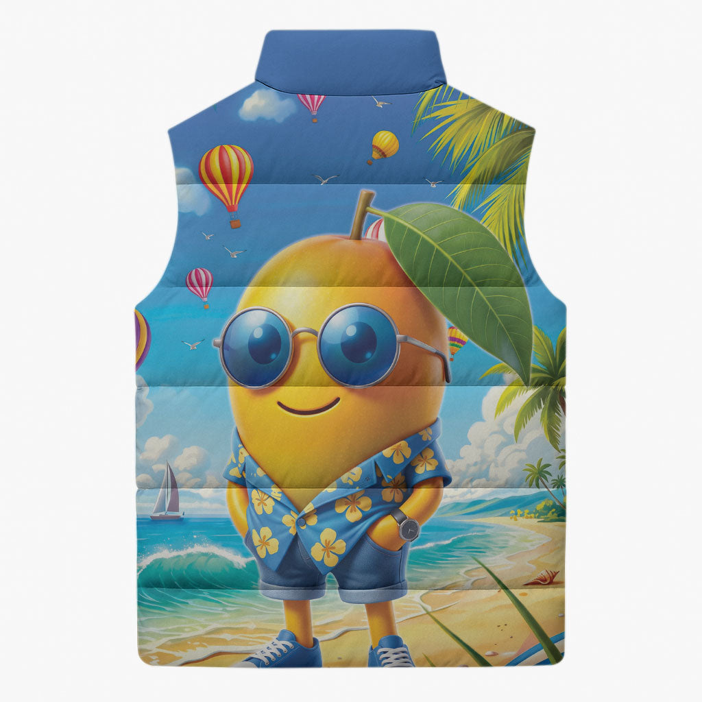 Funny Hawaii Mango Sleeveless Puffer Jacket Tropical Summer Beach Mascot Vacation LT19 - Polynesian Pride