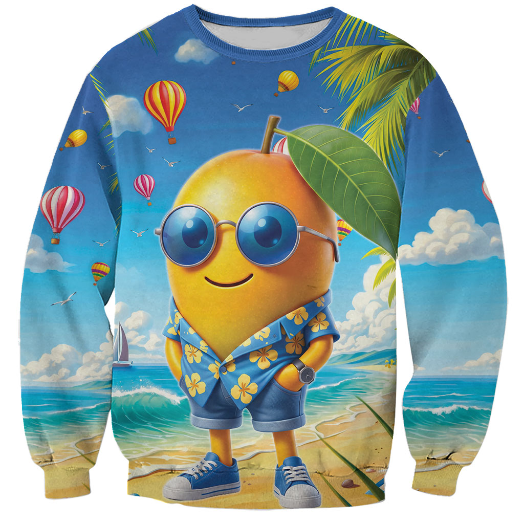 Funny Hawaii Mango Sweatshirt Tropical Summer Beach Mascot Vacation LT19 Unisex Blue - Polynesian Pride