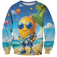 Funny Hawaii Mango Sweatshirt Tropical Summer Beach Mascot Vacation LT19 Unisex Blue - Polynesian Pride