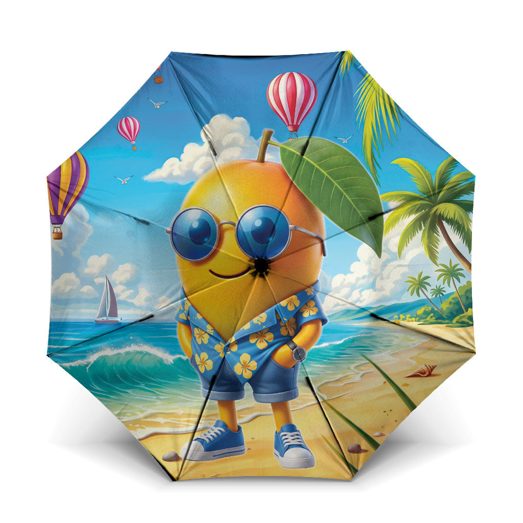 Funny Hawaii Mango Umbrella Tropical Summer Beach Mascot Vacation LT19 One Size Folded 11.42 inch Opened Diameter 37.4 inch Blue - Polynesian Pride