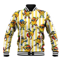 Funny Hawaii Mango Hip Hop Cartoon Baseball Jacket Summer Beach Party LT19 Unisex Yellow - Polynesian Pride