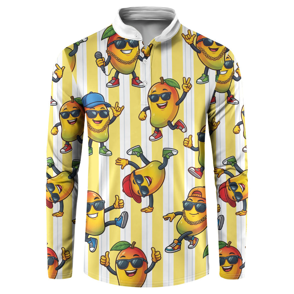 Funny Hawaii Mango Hip Hop Cartoon Button Sweatshirt Summer Beach Party LT19 Yellow - Polynesian Pride