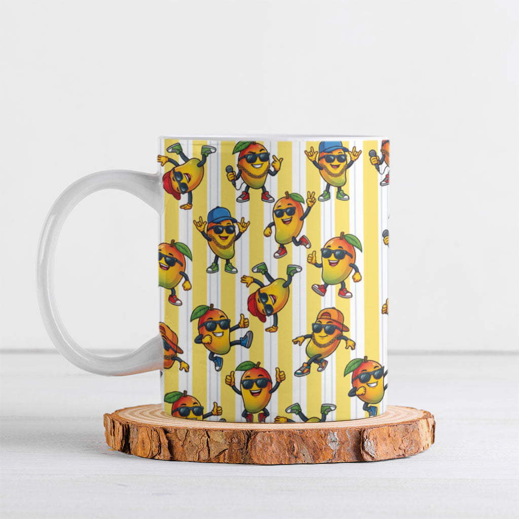 Funny Hawaii Mango Hip Hop Cartoon Ceramic Mug Summer Beach Party LT19 Yellow - Polynesian Pride