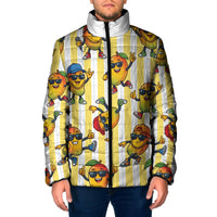 Funny Hawaii Mango Hip Hop Cartoon Padded Jacket Summer Beach Party LT19 Men Yellow - Polynesian Pride