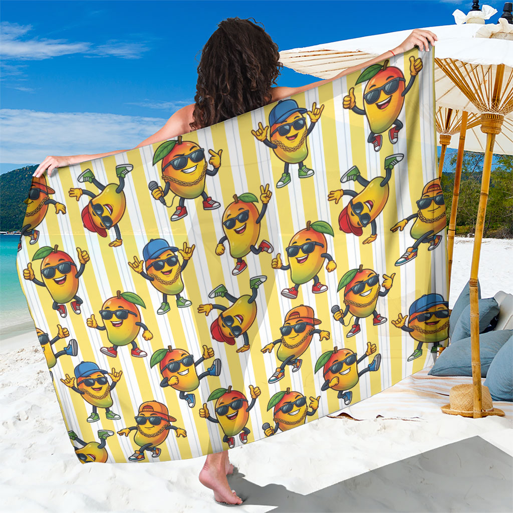Funny Hawaii Mango Hip Hop Cartoon Sarong Summer Beach Party LT19 One Size 44 x 66 inches Yellow - Polynesian Pride
