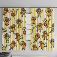 Funny Hawaii Mango Hip Hop Cartoon Window Curtain Summer Beach Party LT19 With Hooks Yellow - Polynesian Pride