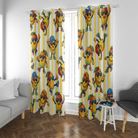 Funny Hawaii Mango Hip Hop Cartoon Window Curtain Summer Beach Party LT19 With Grommets Yellow - Polynesian Pride