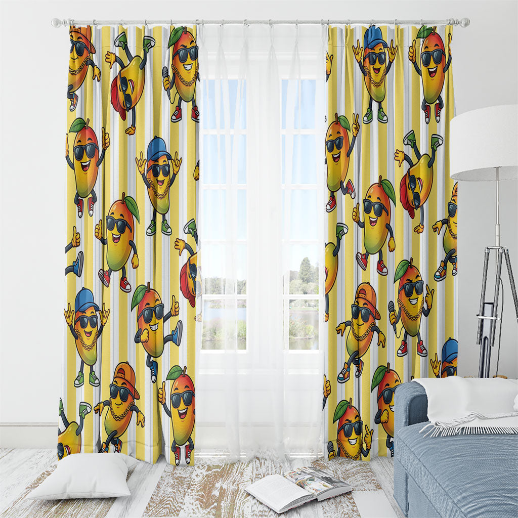 Funny Hawaii Mango Hip Hop Cartoon Window Curtain Summer Beach Party LT19 - Polynesian Pride
