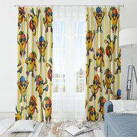 Funny Hawaii Mango Hip Hop Cartoon Window Curtain Summer Beach Party LT19 - Polynesian Pride