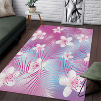 Pink Aloha Hawaiian Area Rug Tropical Flower Palm Leaf Pattern LT19 Pink - Polynesian Pride