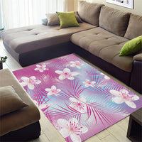 Pink Aloha Hawaiian Area Rug Tropical Flower Palm Leaf Pattern LT19 - Polynesian Pride