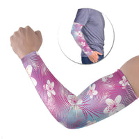 Pink Aloha Hawaiian Arm Sleeves Tropical Flower Palm Leaf Pattern LT19 Set of 2 Pink - Polynesian Pride