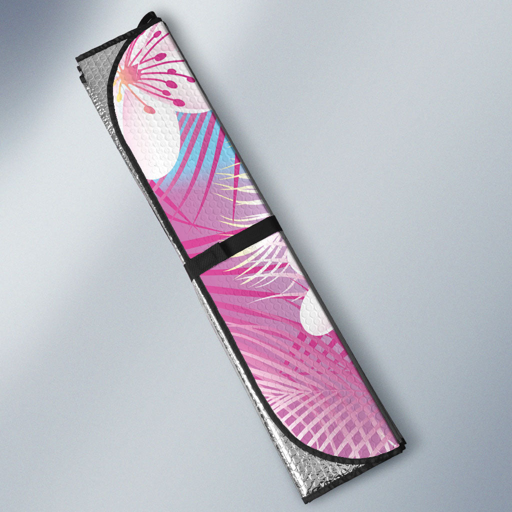 Pink Aloha Hawaiian Auto Sun Shade Tropical Flower Palm Leaf Pattern LT19 - Polynesian Pride