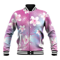 Pink Aloha Hawaiian Baseball Jacket Tropical Flower Palm Leaf Pattern LT19 Unisex Pink - Polynesian Pride