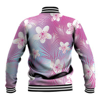 Pink Aloha Hawaiian Baseball Jacket Tropical Flower Palm Leaf Pattern LT19 - Polynesian Pride