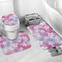 Pink Aloha Hawaiian Bathroom Set Tropical Flower Palm Leaf Pattern LT19 Mat Set Only (3 pcs) One Size Pink - Polynesian Pride