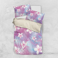 Pink Aloha Hawaiian Bedding Set Tropical Flower Palm Leaf Pattern LT19 US Twin 172cm x 218cm Pink - Polynesian Pride