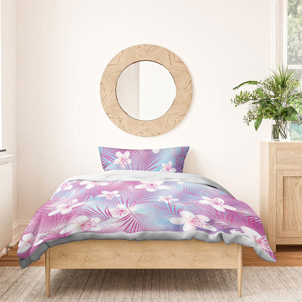 Pink Aloha Hawaiian Bedding Set Tropical Flower Palm Leaf Pattern LT19 - Polynesian Pride