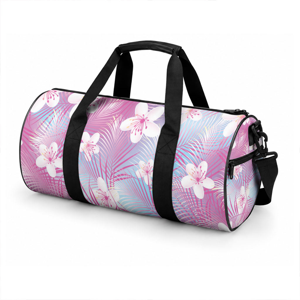 Pink Aloha Hawaiian Duffle Bag Tropical Flower Palm Leaf Pattern LT19 - Polynesian Pride