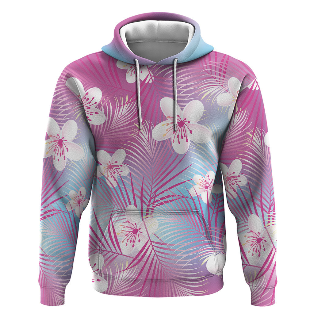 Pink Aloha Hawaiian Hoodie Tropical Flower Palm Leaf Pattern LT19 Pullover Hoodie Pink - Polynesian Pride
