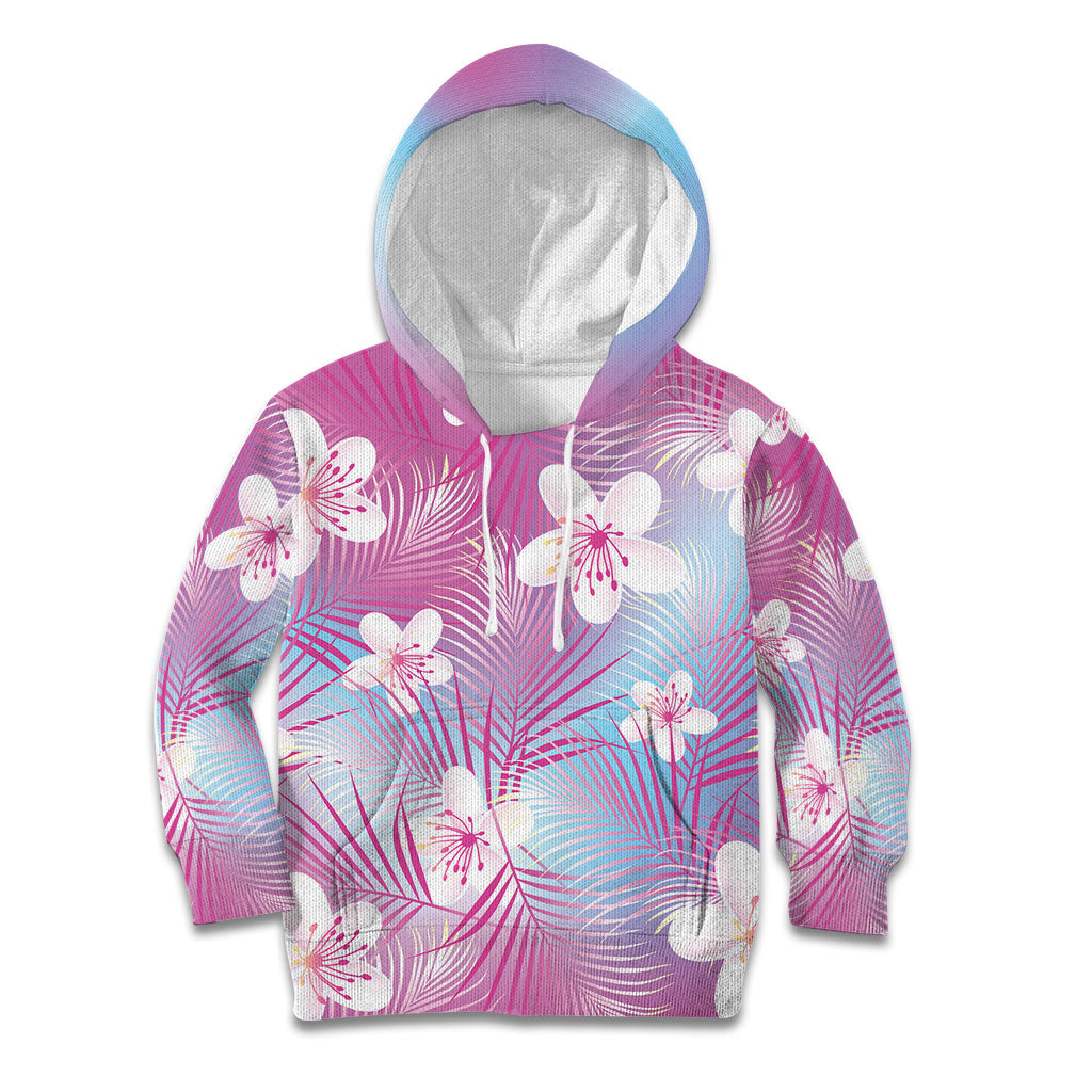 Pink Aloha Hawaiian Kid Hoodie Tropical Flower Palm Leaf Pattern LT19 Hoodie Pink - Polynesian Pride
