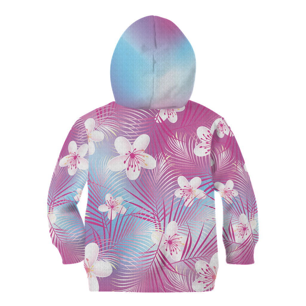 Pink Aloha Hawaiian Kid Hoodie Tropical Flower Palm Leaf Pattern LT19 - Polynesian Pride