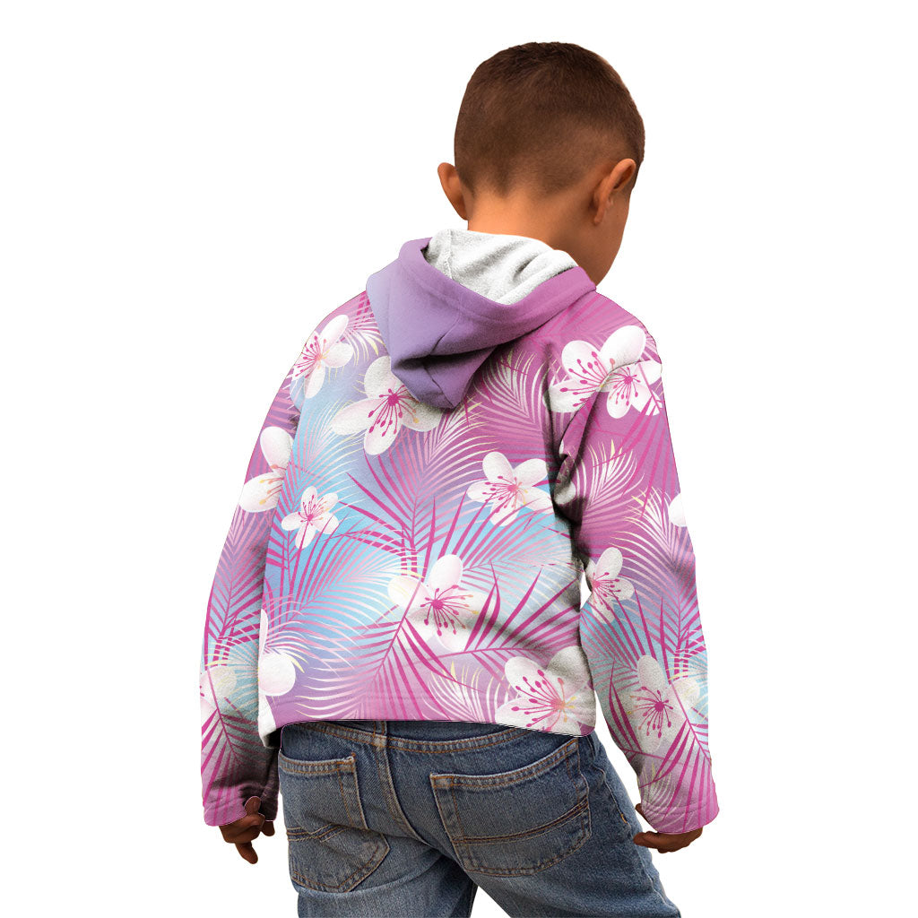 Pink Aloha Hawaiian Kid Hoodie Tropical Flower Palm Leaf Pattern LT19 - Polynesian Pride