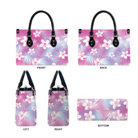 Pink Aloha Hawaiian Leather Bag Tropical Flower Palm Leaf Pattern LT19 - Polynesian Pride