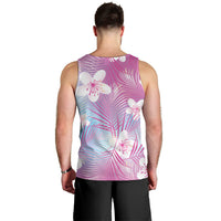 Pink Aloha Hawaiian Men Tank Top Tropical Flower Palm Leaf Pattern LT19 - Polynesian Pride