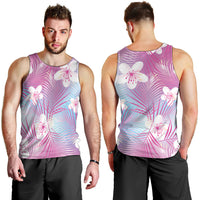 Pink Aloha Hawaiian Men Tank Top Tropical Flower Palm Leaf Pattern LT19 - Polynesian Pride