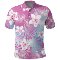 Pink Aloha Hawaiian Polo Shirt Tropical Flower Palm Leaf Pattern LT19 Pink - Polynesian Pride