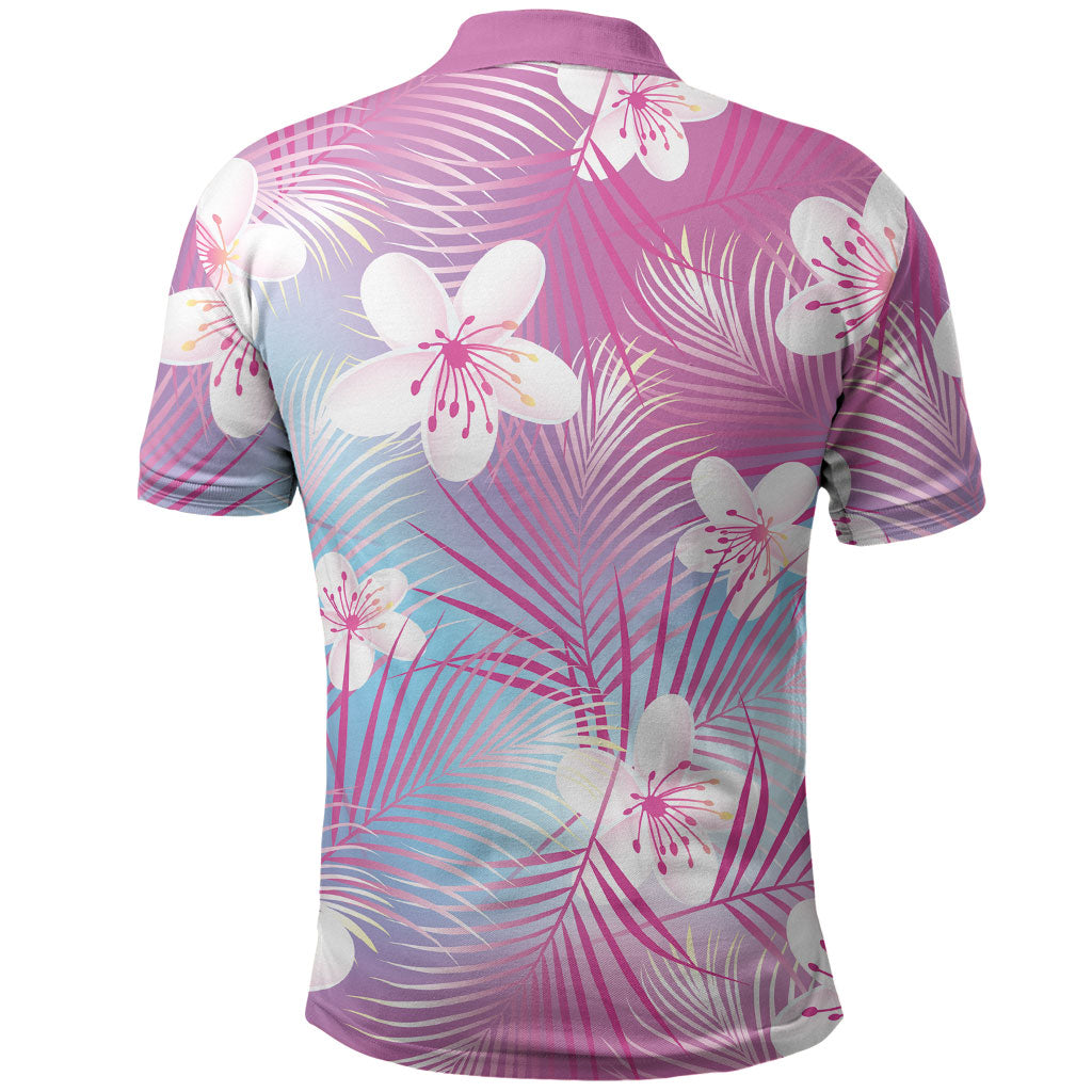 Pink Aloha Hawaiian Polo Shirt Tropical Flower Palm Leaf Pattern LT19 - Polynesian Pride