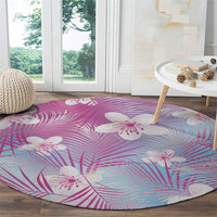 Pink Aloha Hawaiian Round Carpet Tropical Flower Palm Leaf Pattern LT19 - Polynesian Pride