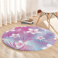 Pink Aloha Hawaiian Round Carpet Tropical Flower Palm Leaf Pattern LT19 - Polynesian Pride