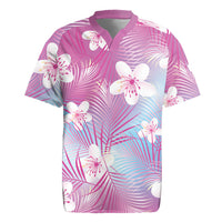 Pink Aloha Hawaiian Rugby Jersey Tropical Flower Palm Leaf Pattern LT19 Pink - Polynesian Pride