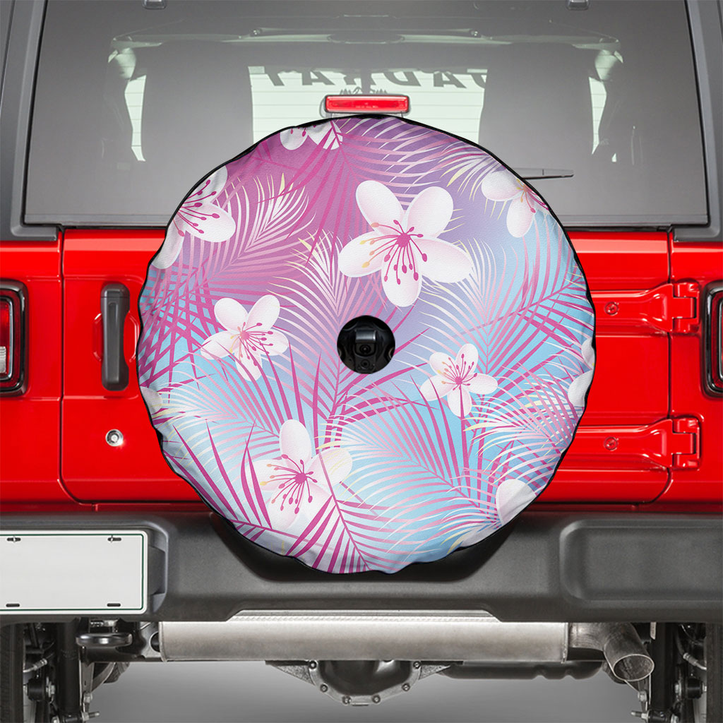 Pink Aloha Hawaiian Spare Tire Cover Tropical Flower Palm Leaf Pattern LT19 - Polynesian Pride