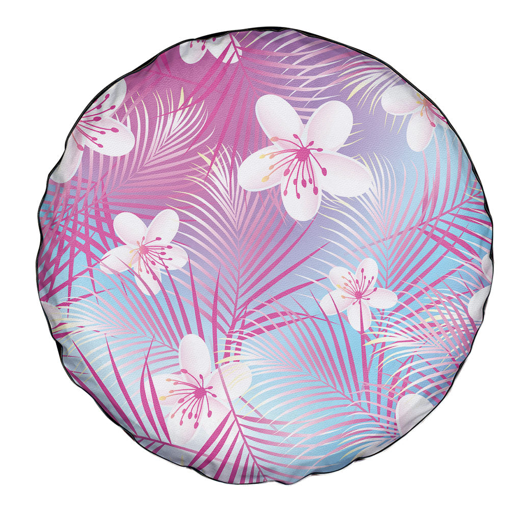 Pink Aloha Hawaiian Spare Tire Cover Tropical Flower Palm Leaf Pattern LT19 - Polynesian Pride