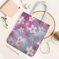Pink Aloha Hawaiian Tote Bag Tropical Flower Palm Leaf Pattern LT19 White Strap One Size Pink - Polynesian Pride