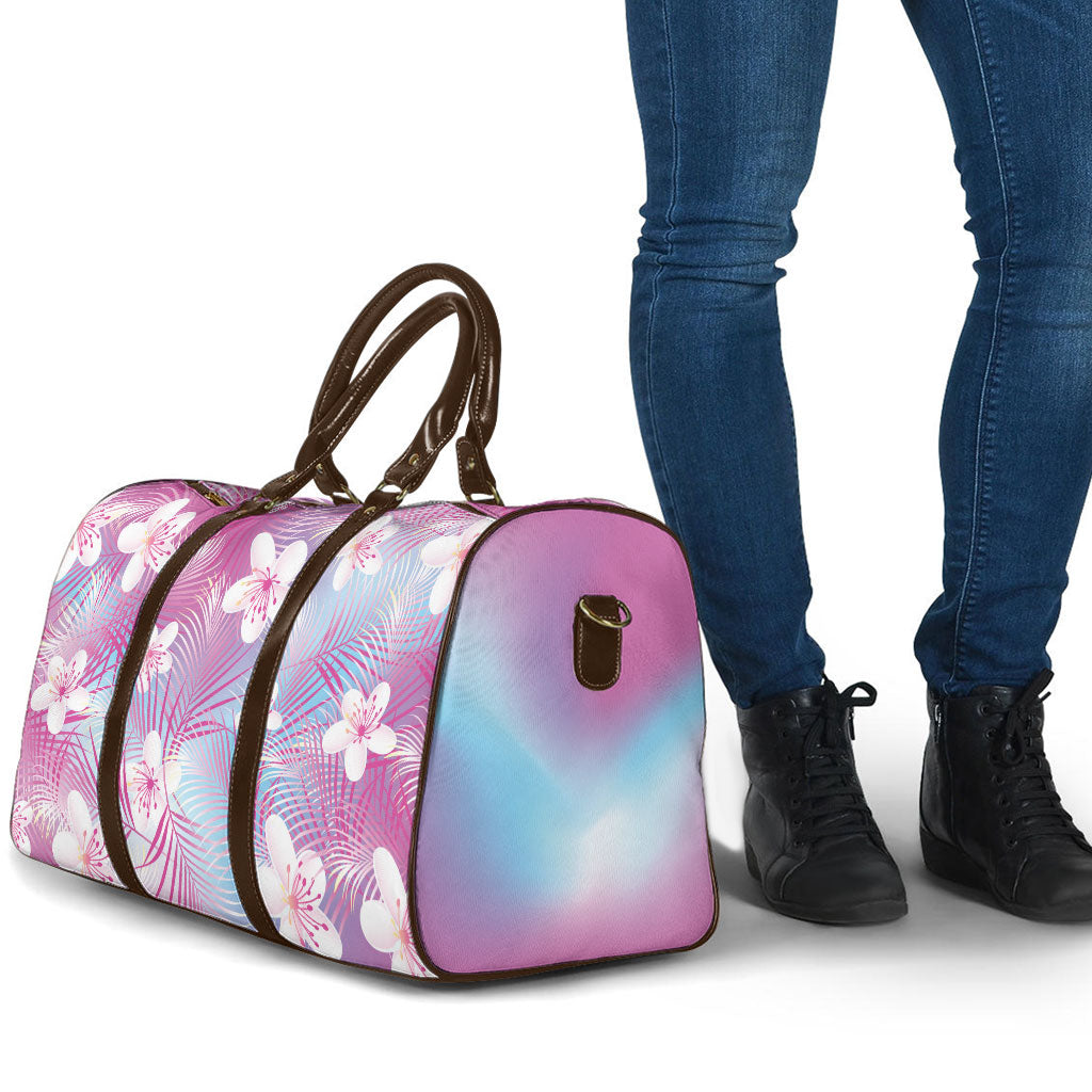 Pink Aloha Hawaiian Travel Bag Tropical Flower Palm Leaf Pattern LT19 - Polynesian Pride